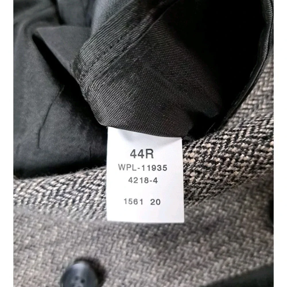 Towncraft Blazer Men's 44R Gray Herringbone Tweed Polyester Wool Silk Blend Coat